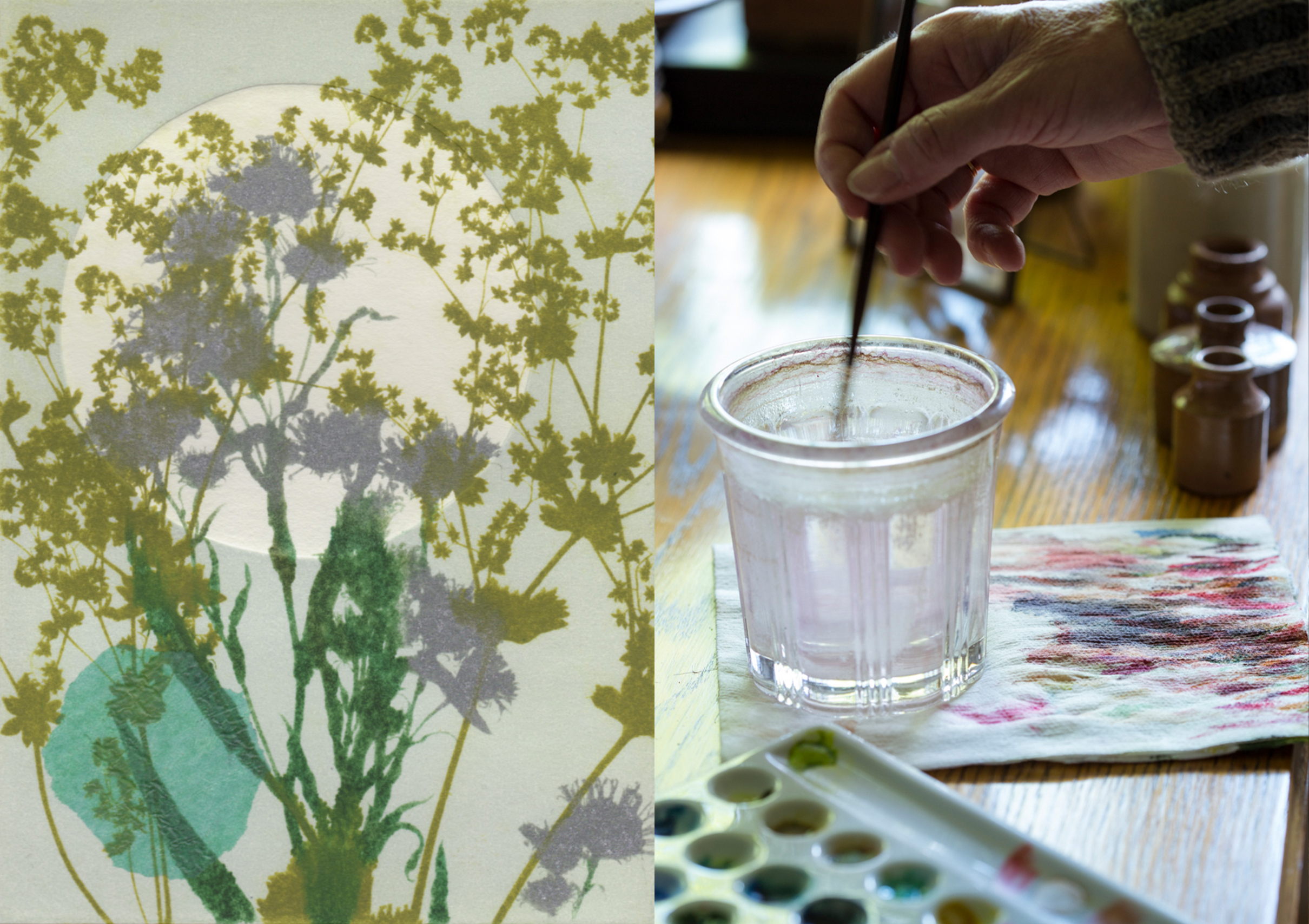 old willow pattern cup and quinces